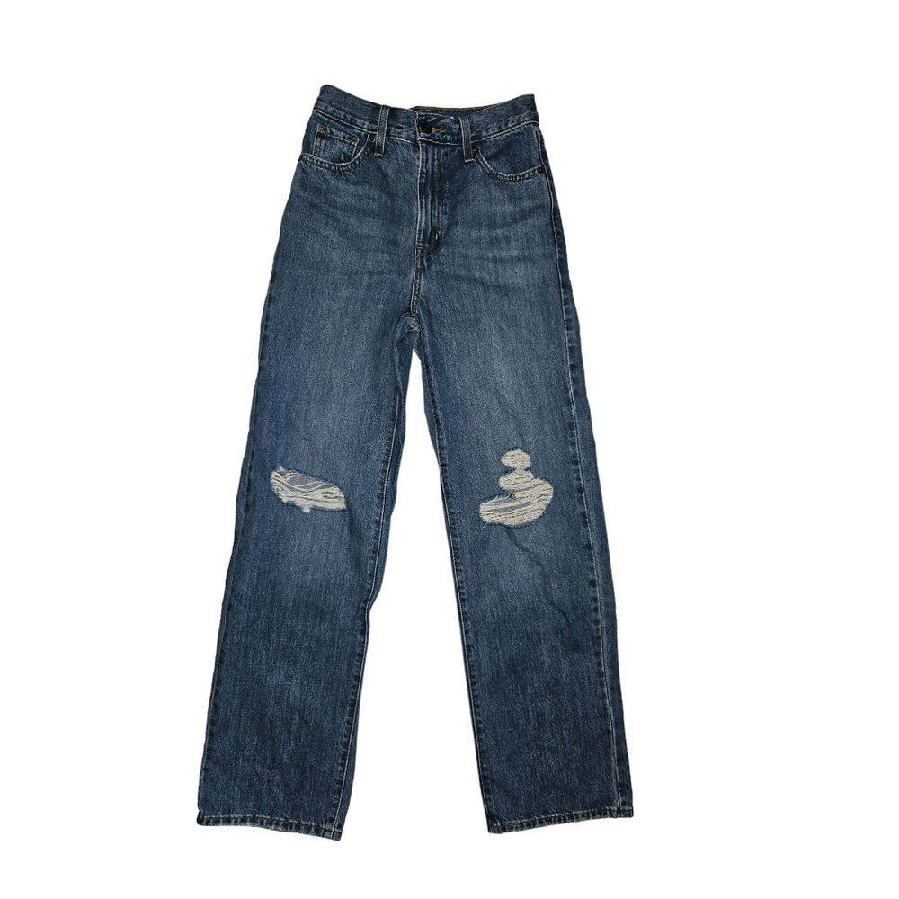 Levi's High Rise Jeans 24 X 30 Distressed Medium Wash Straight Leg Pants